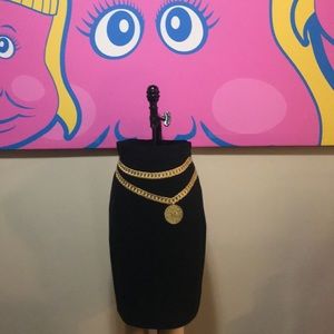 Moschino Black Wool Chain Cartoon Couture Skirt